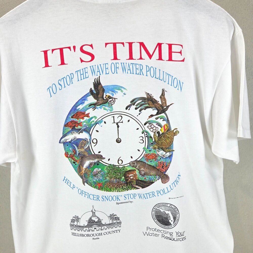 Vintage 1996 Officer Snook Water Pollution Wildlife Nature Graphic T Shirt Sz M